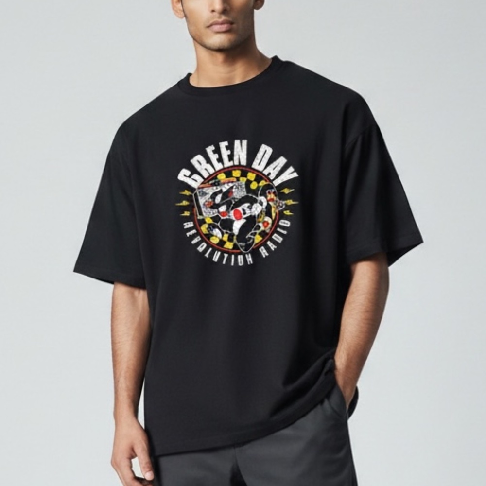Green Day Black Graphic T-Shirt Revolution Radio Tour 2017